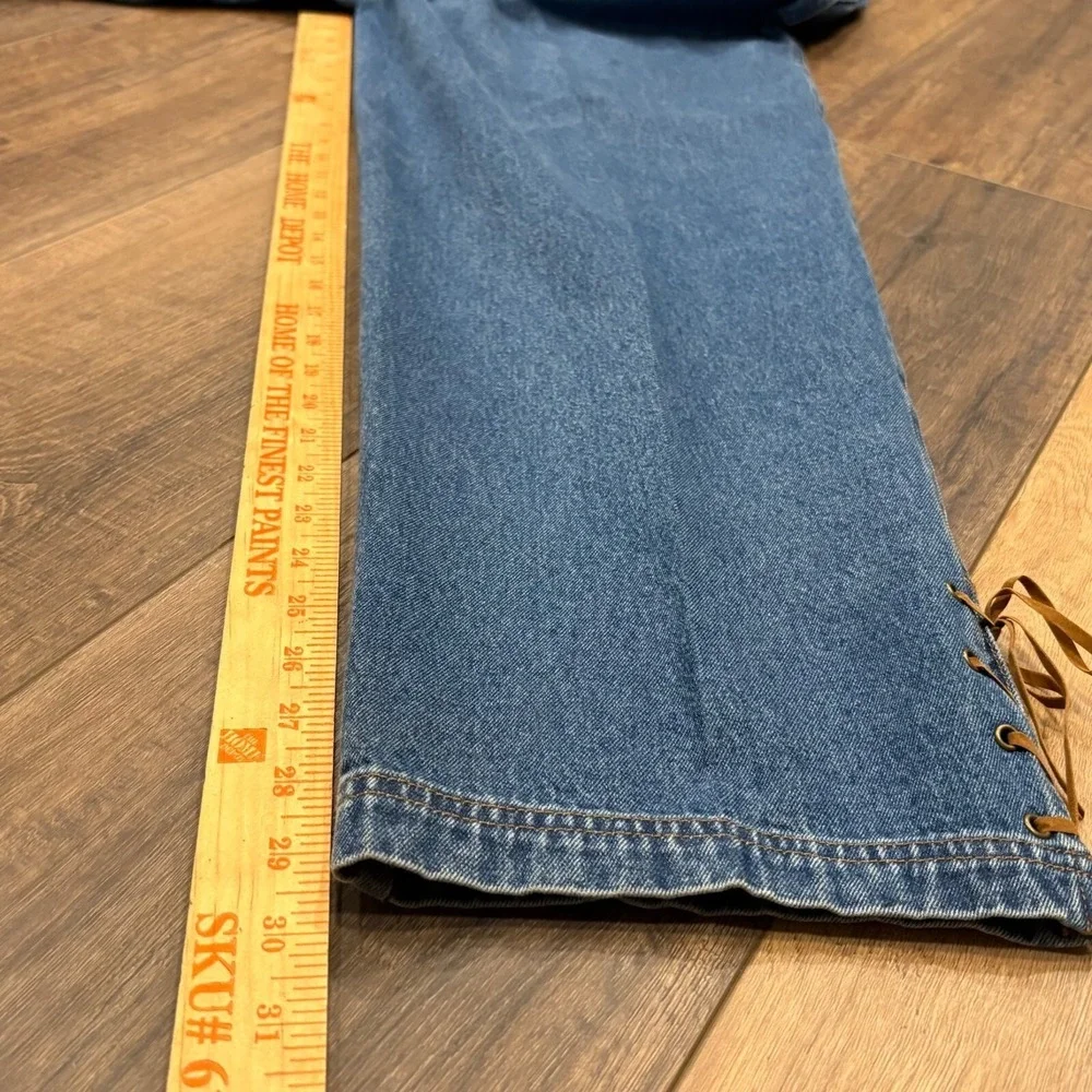 Stonebridge Womens Vintage Lace Up Hem-‎ Denim Jeans Size 12 Western Cowgirl
